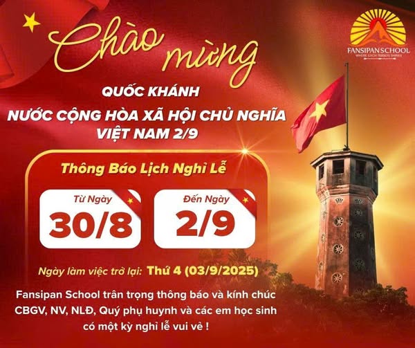 THÔNG BÁO LỊCH NGHỈ LỄ 2/9/2025