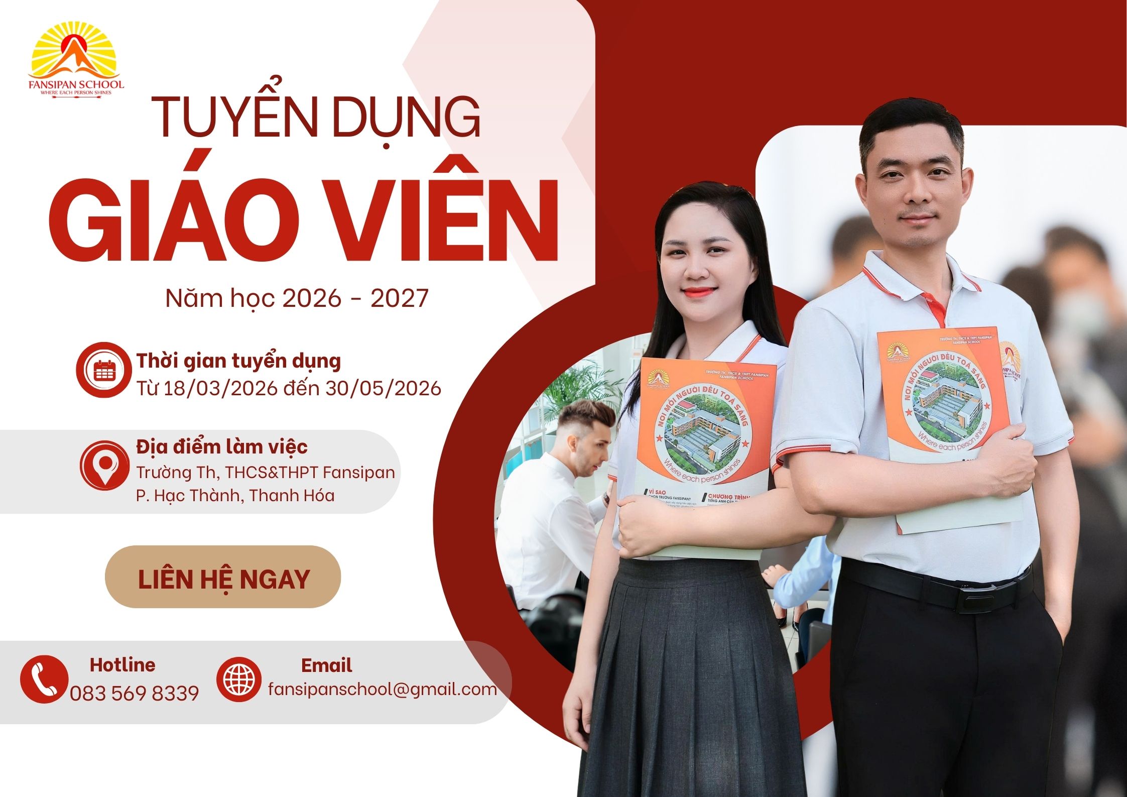 THÔNG BÁO TUYỂN DỤNG GIÁO VIÊN NĂM HỌC 2026 – 2027 | TRƯỜNG LIÊN CẤP FANSIPAN